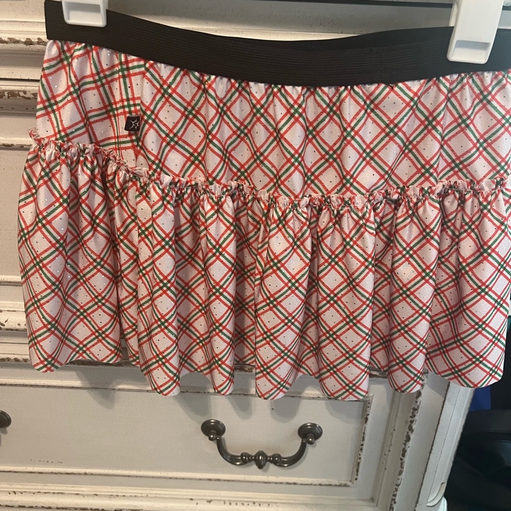 Christmas Plaid Patterned Skirt - Red and Green